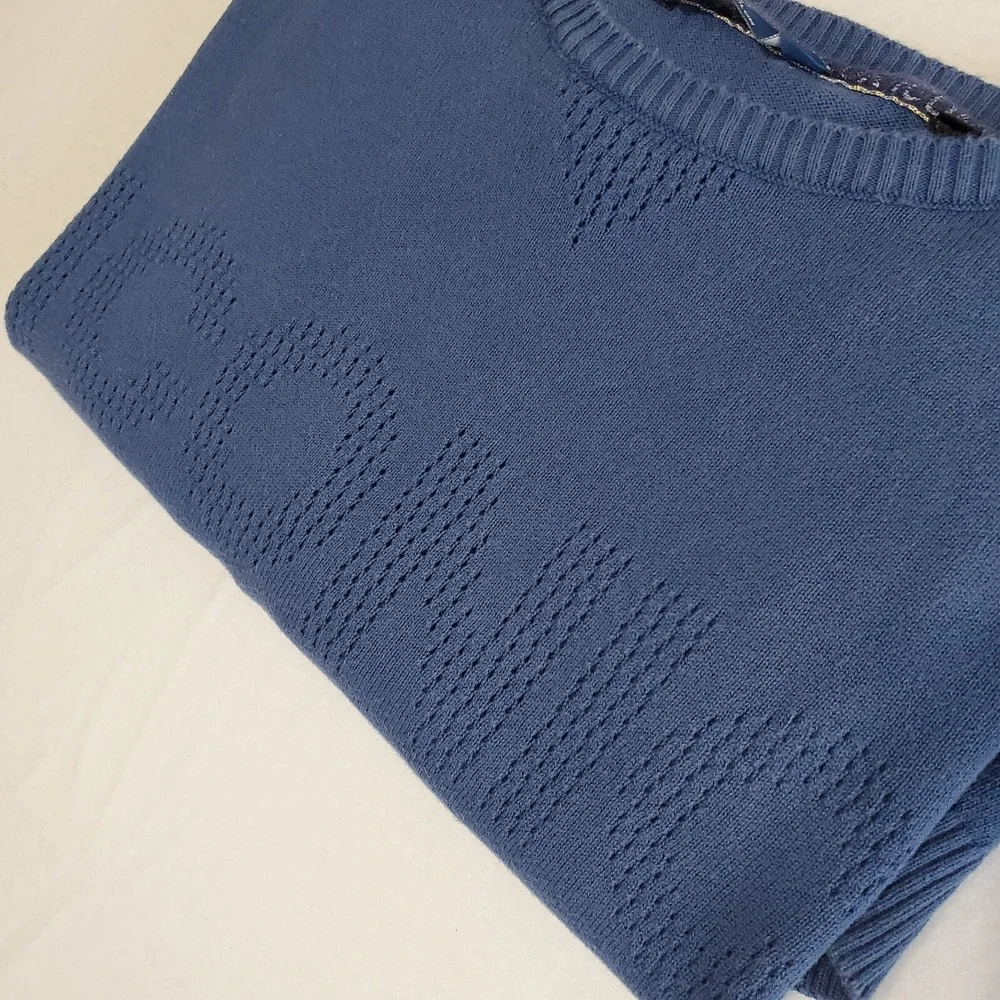 Tom Tailor Iconic Sweater 100% Cotton Mens Size Large Blue Perforate ICONIC LOGO